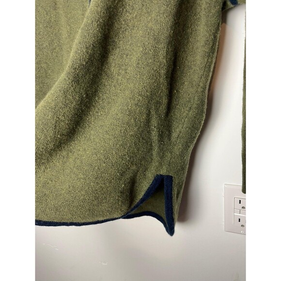 J Crew Sweater Womens XXS Green Blue 100% Wool Contrast Trim Curved Hem - Picture 3 of 7